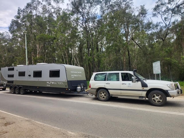 Caravan being towed on the road